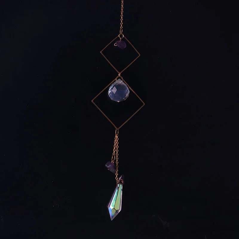 Crystal Moon Sun Catcher 🌙 – Rainbow Prism Hanging for Window, Garden & Ritual Light
