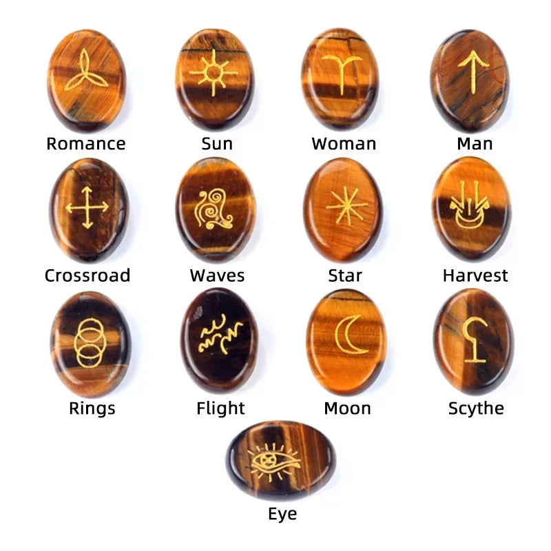 Witch’s Rune Set – 13 Mini Crystal Symbols of Ritual & Insight
