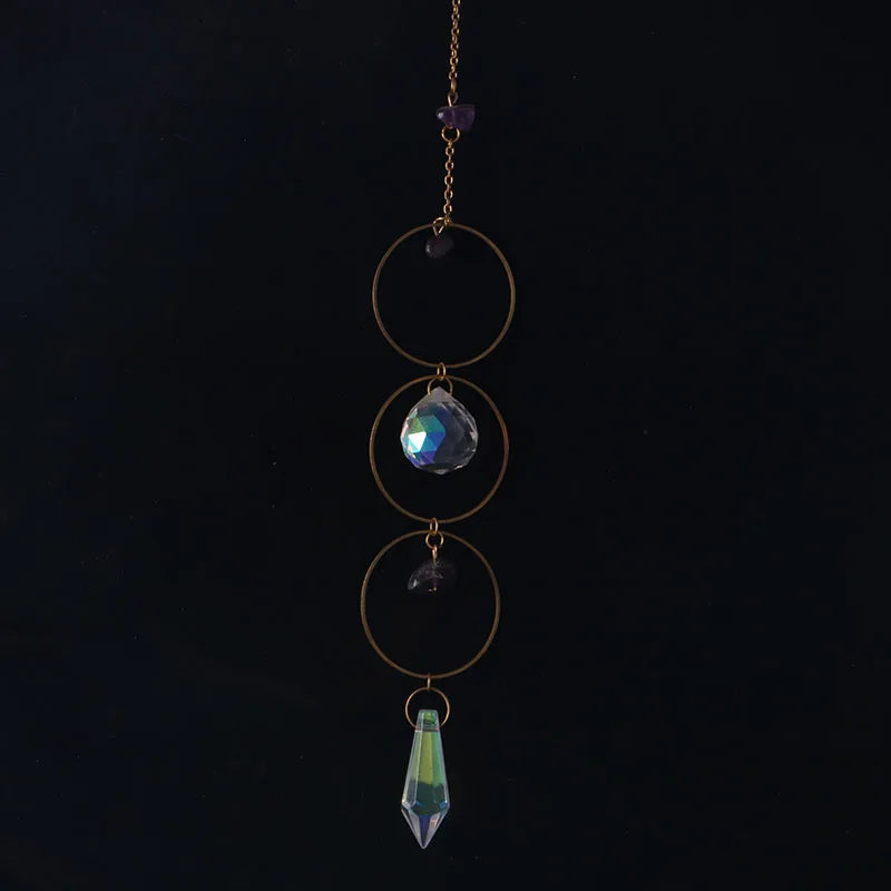 Crystal Moon Sun Catcher 🌙 – Rainbow Prism Hanging for Window, Garden & Ritual Light