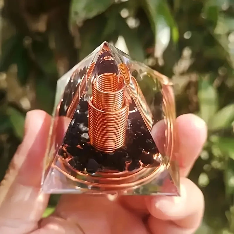 Obsidian Orgonite Pyramid 🔺 – Energy Harmonizer for Protection, Focus & Home Balance