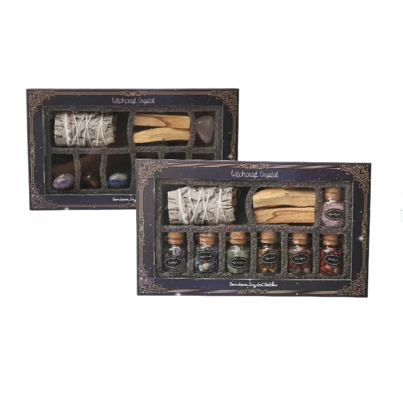 ๐ Sacred Cleansing Gift Set โ Palo Santo, White Sage & Healing Crystals for Ritual & Meditation