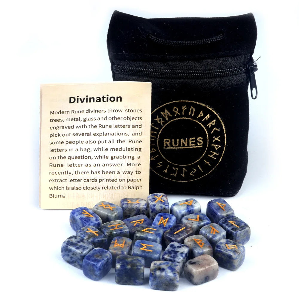 Engraved Agate Rune Set – 25 Sacred Stones of Divination & Flow