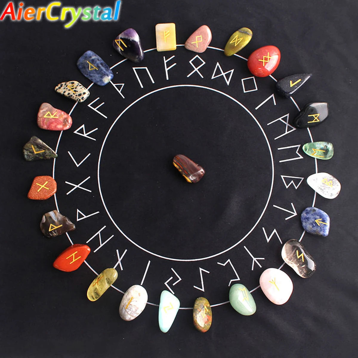Crystal Rune Set – 25 Sacred Stones for Divination & Energy Work