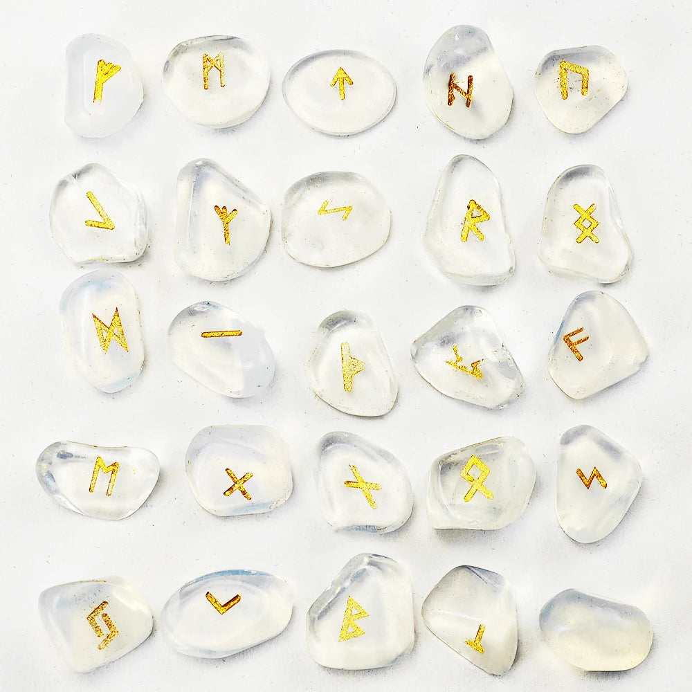 Crystal Rune Set – 25 Sacred Stones for Divination & Energy Work
