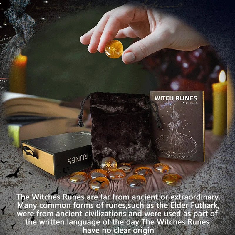 🔮 Witch’s Rune Kit – 13 Glass Stones for Daily Divination & Ritual Work