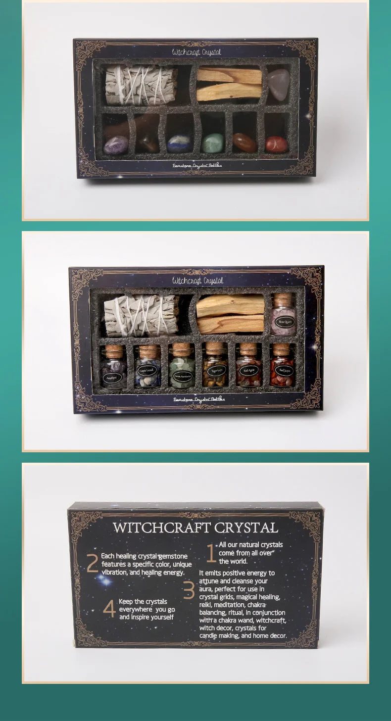 ๐ Sacred Cleansing Gift Set โ Palo Santo, White Sage & Healing Crystals for Ritual & Meditation