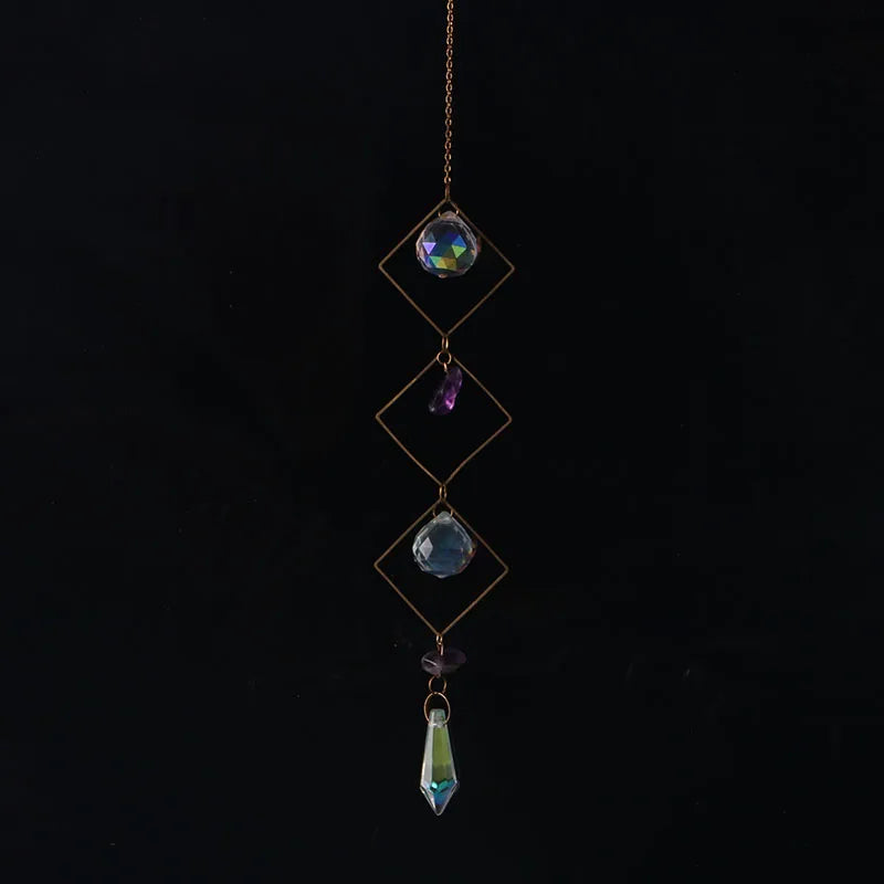 Crystal Moon Sun Catcher 🌙 – Rainbow Prism Hanging for Window, Garden & Ritual Light