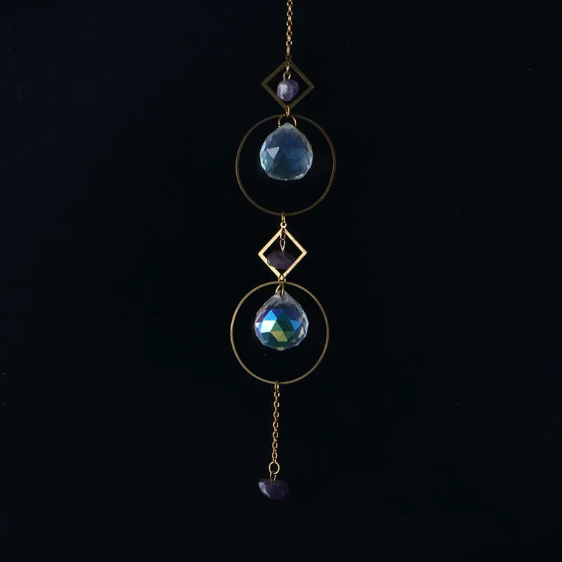 Crystal Moon Sun Catcher 🌙 – Rainbow Prism Hanging for Window, Garden & Ritual Light