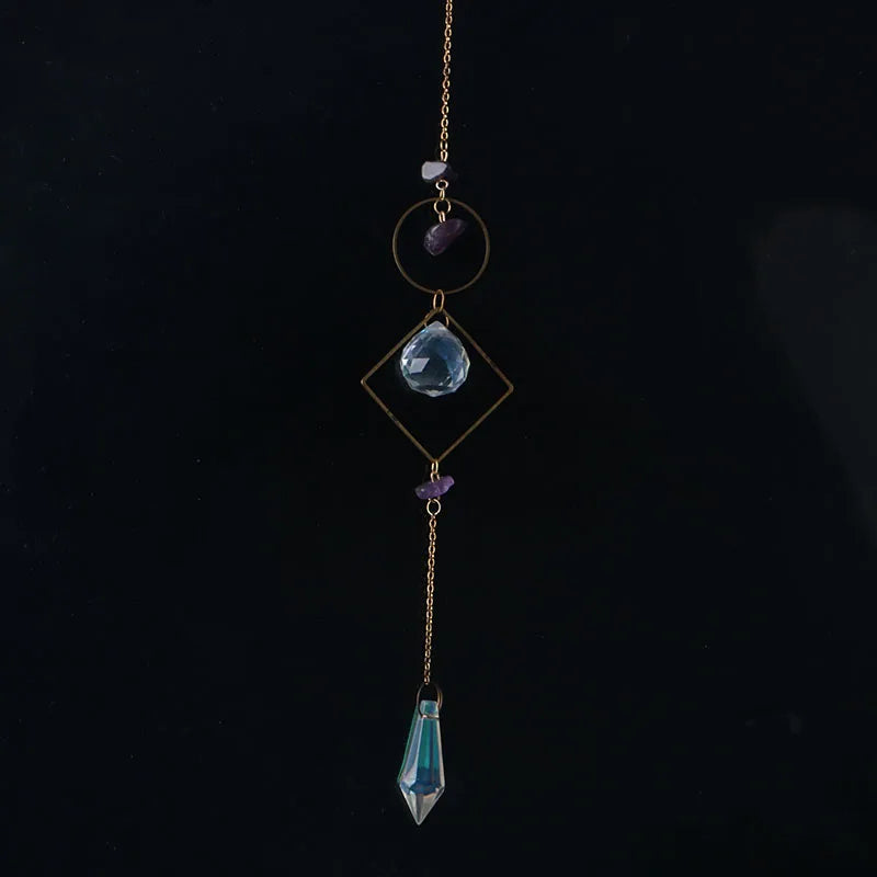 Crystal Moon Sun Catcher 🌙 – Rainbow Prism Hanging for Window, Garden & Ritual Light