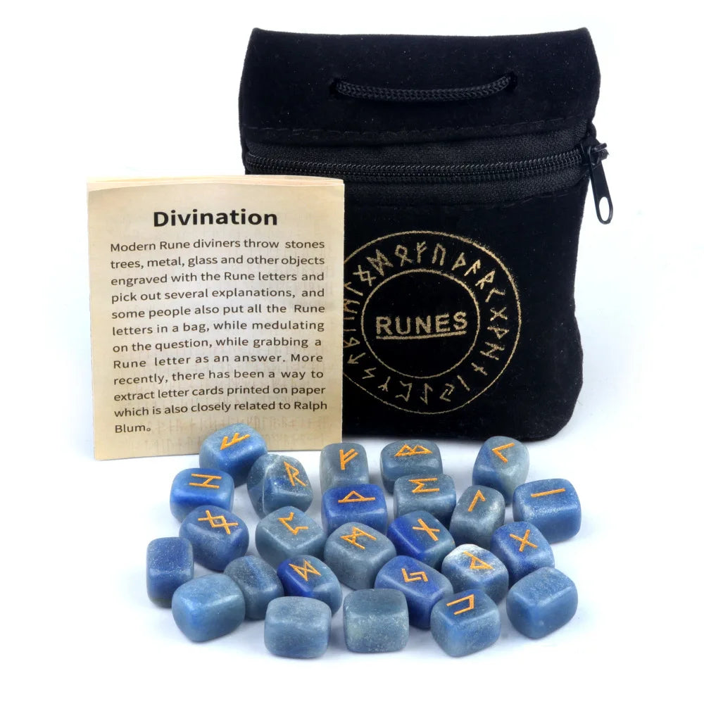 Engraved Agate Rune Set – 25 Sacred Stones of Divination & Flow