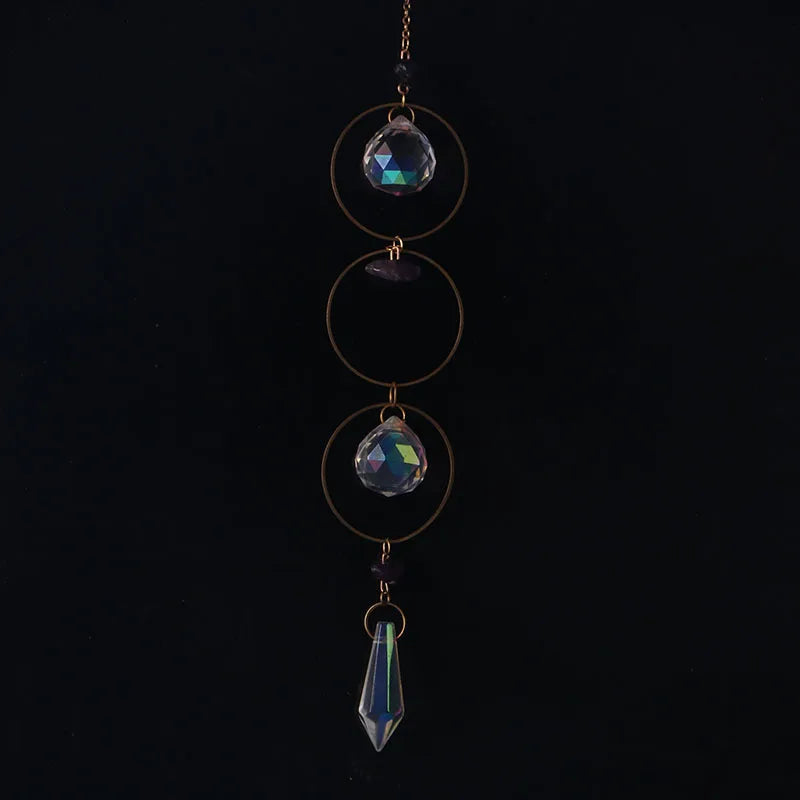 Crystal Moon Sun Catcher 🌙 – Rainbow Prism Hanging for Window, Garden & Ritual Light