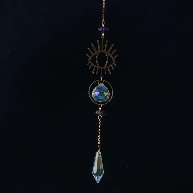 Crystal Moon Sun Catcher 🌙 – Rainbow Prism Hanging for Window, Garden & Ritual Light