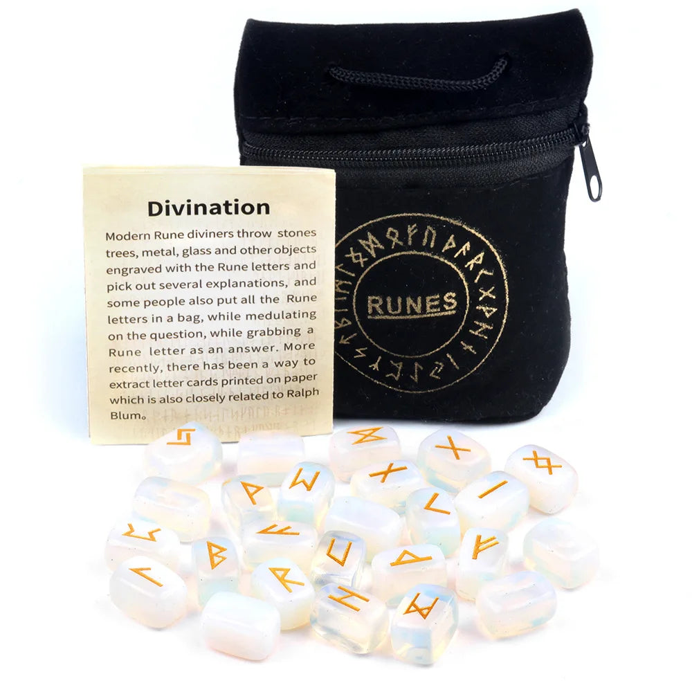 Engraved Agate Rune Set – 25 Sacred Stones of Divination & Flow