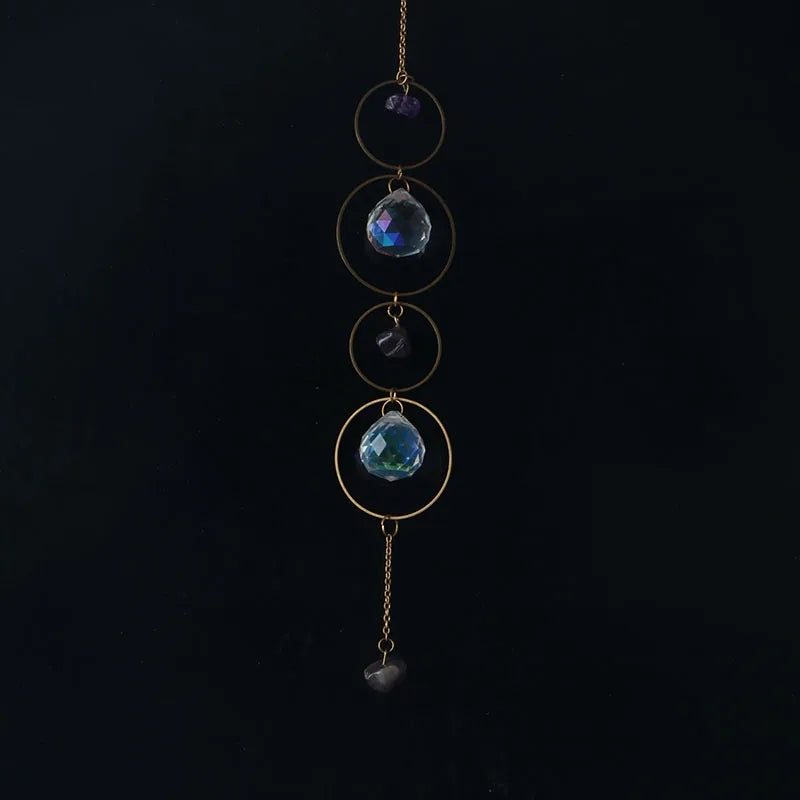 Crystal Moon Sun Catcher 🌙 – Rainbow Prism Hanging for Window, Garden & Ritual Light