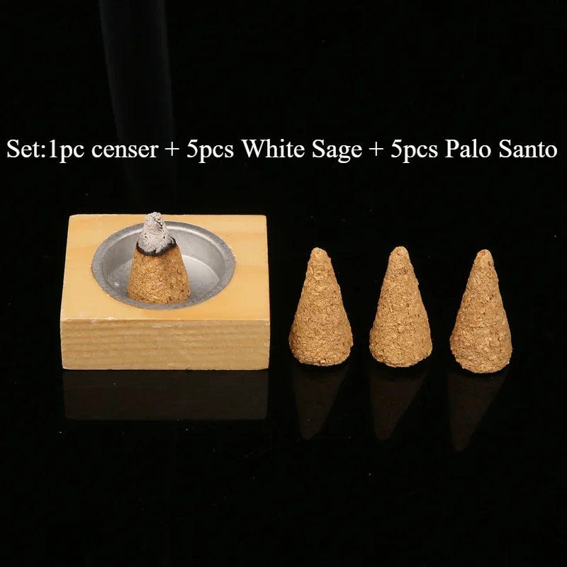 🌿Palo Santo & White Sage Cones – Cleansing Incense for Ritual & Daily Energy Shift