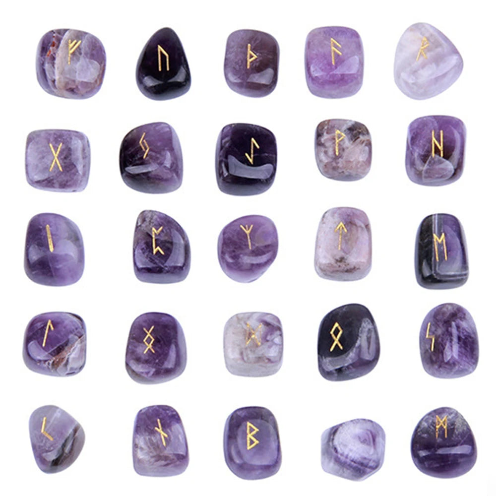 Crystal Rune Set – 25 Sacred Stones for Divination & Energy Work