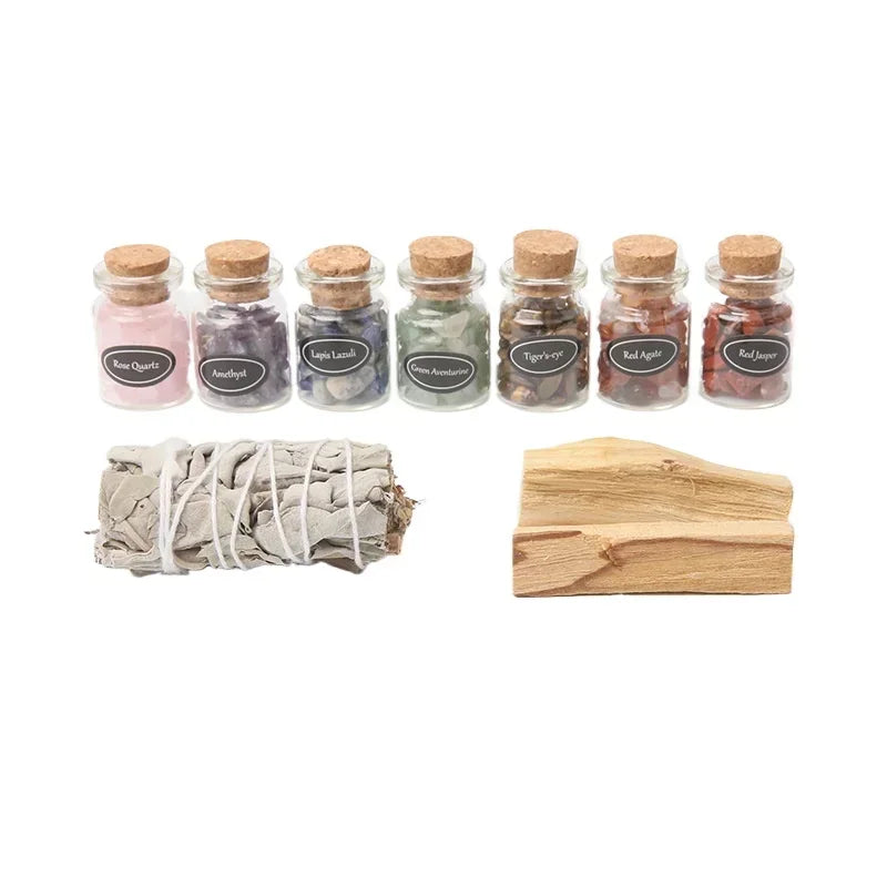 ๐ Sacred Cleansing Gift Set โ Palo Santo, White Sage & Healing Crystals for Ritual & Meditation
