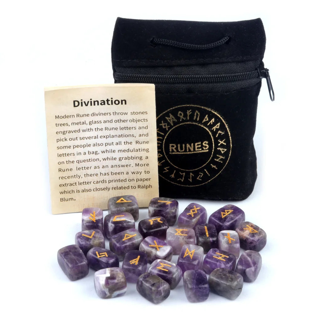 Engraved Agate Rune Set – 25 Sacred Stones of Divination & Flow