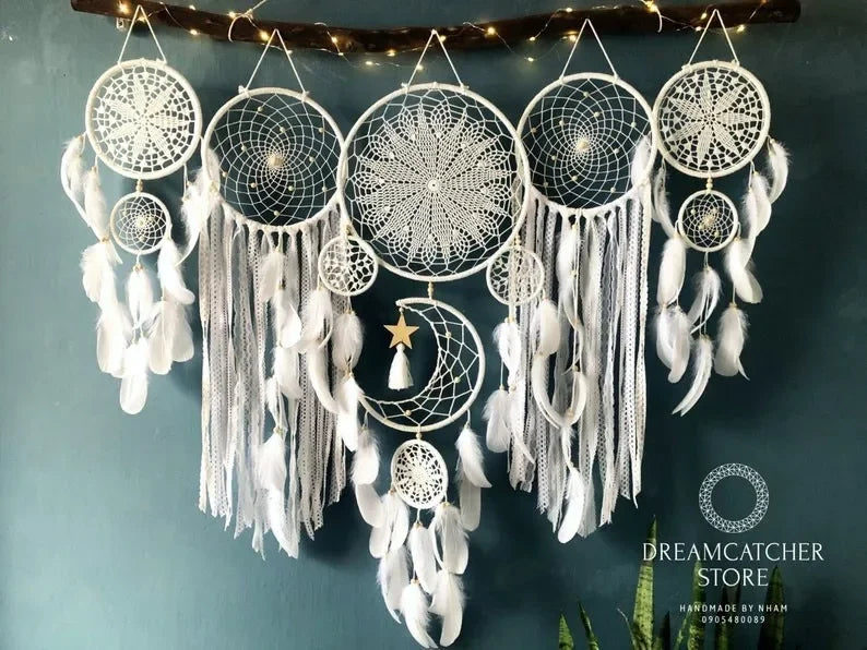 Set of 5 Boho Dream Catchers 🌙 – Wall Decor for Peace, Ritual & Soulful Spaces