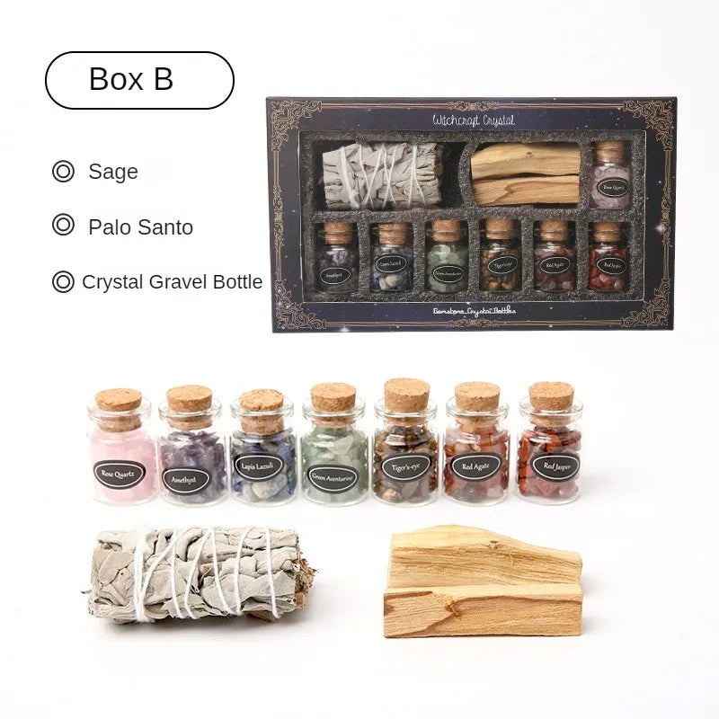 ๐ Sacred Cleansing Gift Set โ Palo Santo, White Sage & Healing Crystals for Ritual & Meditation