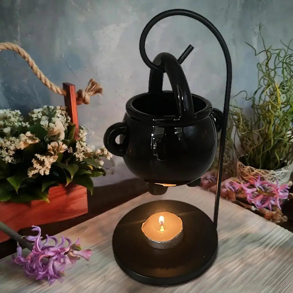 🪄 Hanging Witch’s Cauldron  – Wax Burner & Ritual Aroma Diffuser