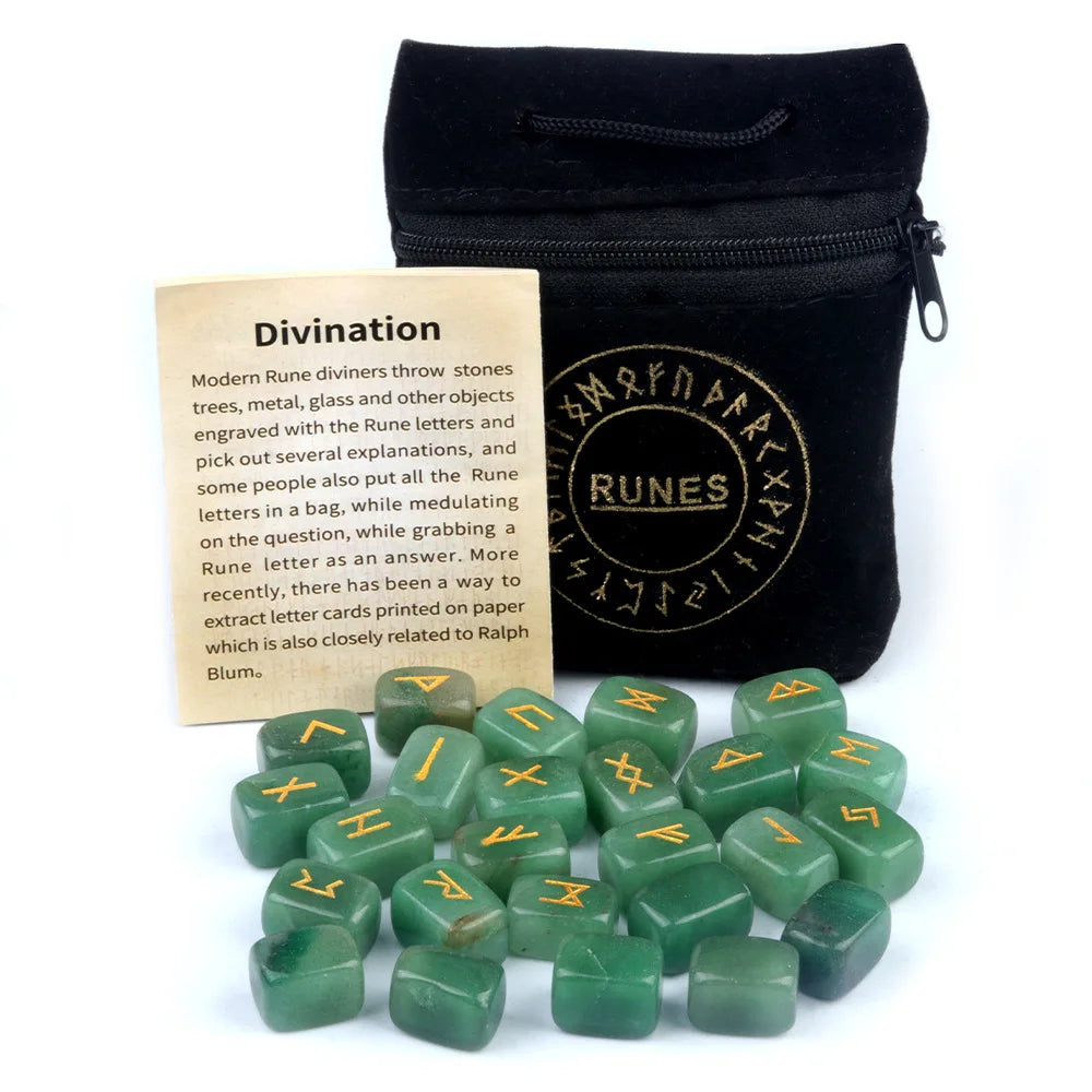 Engraved Agate Rune Set – 25 Sacred Stones of Divination & Flow