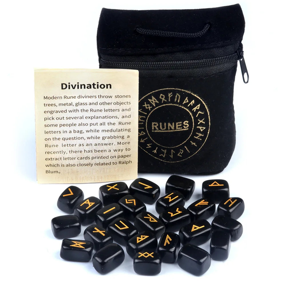 Engraved Agate Rune Set – 25 Sacred Stones of Divination & Flow