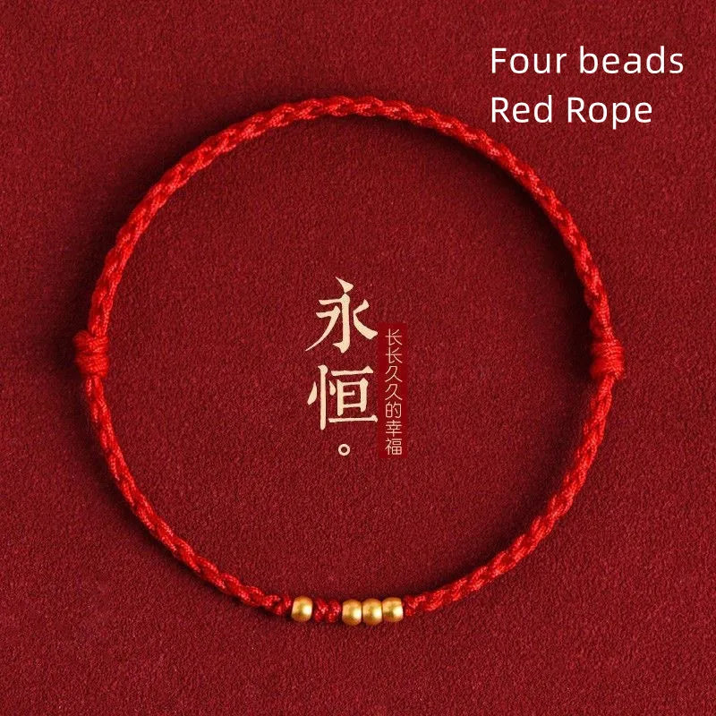 Red Whisper – Golden Beads Protection Bracelet 🔴
