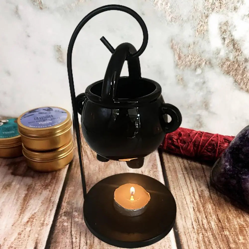 🪄 Hanging Witch’s Cauldron  – Wax Burner & Ritual Aroma Diffuser