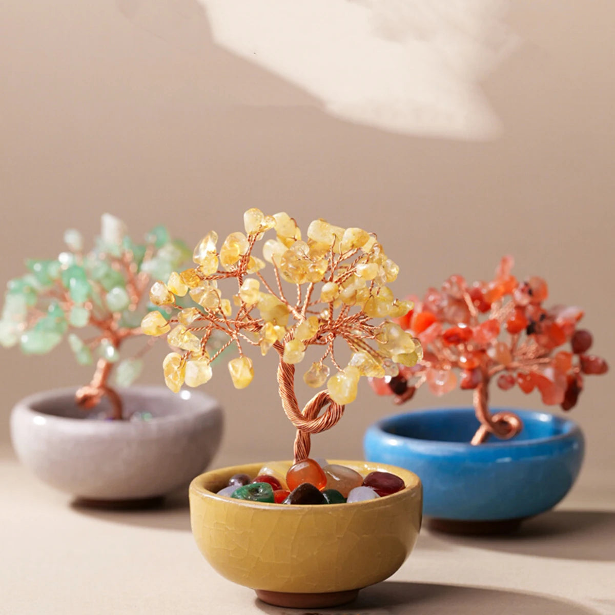 Mini Crystal Life Tree 🌸 – Handmade Energy Tree with Flower Pot Base for Harmony & Healing
