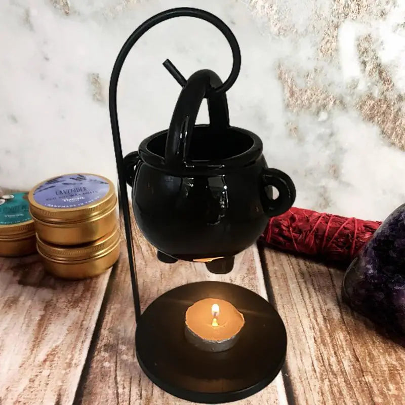 🪄 Hanging Witch’s Cauldron  – Wax Burner & Ritual Aroma Diffuser
